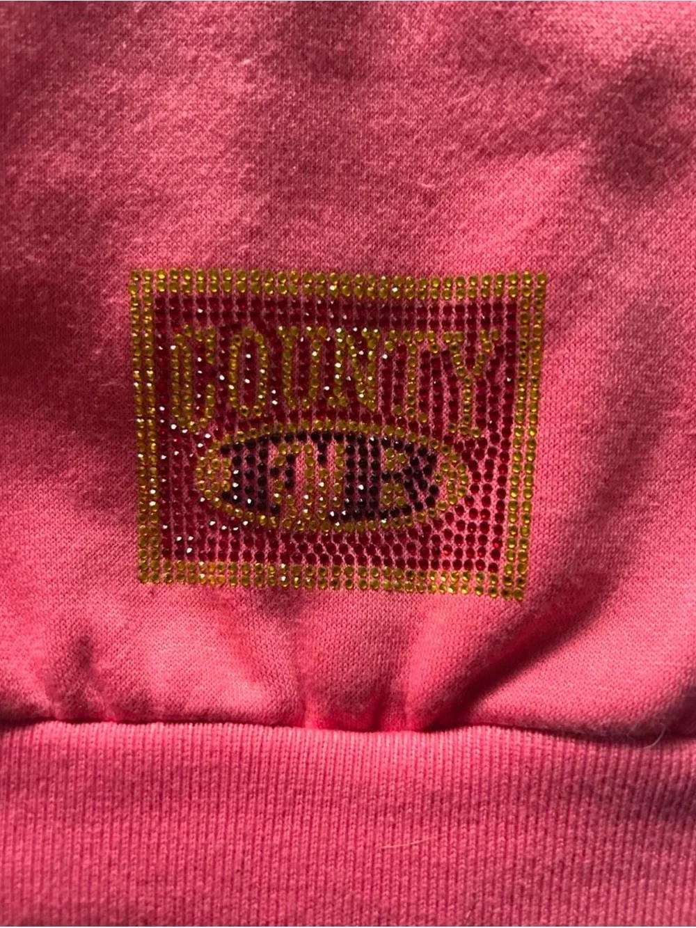 FB county Pink Zip-Up Hoodie with rhinestones